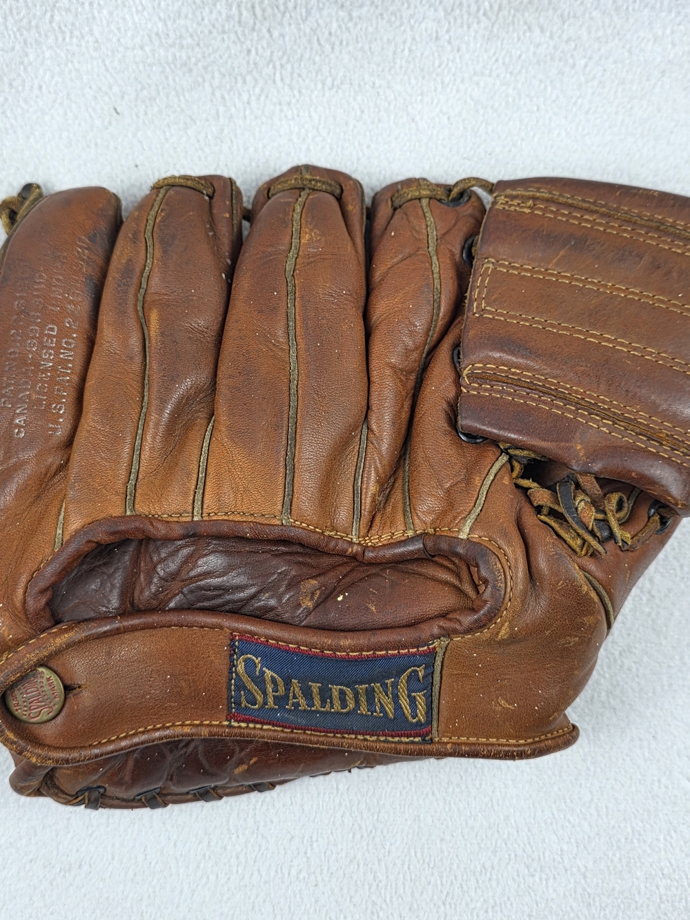Vintage Baseball Glove Mitt Spalding 1058 Al Dark Wrist Lock 1950's Barrel Web
